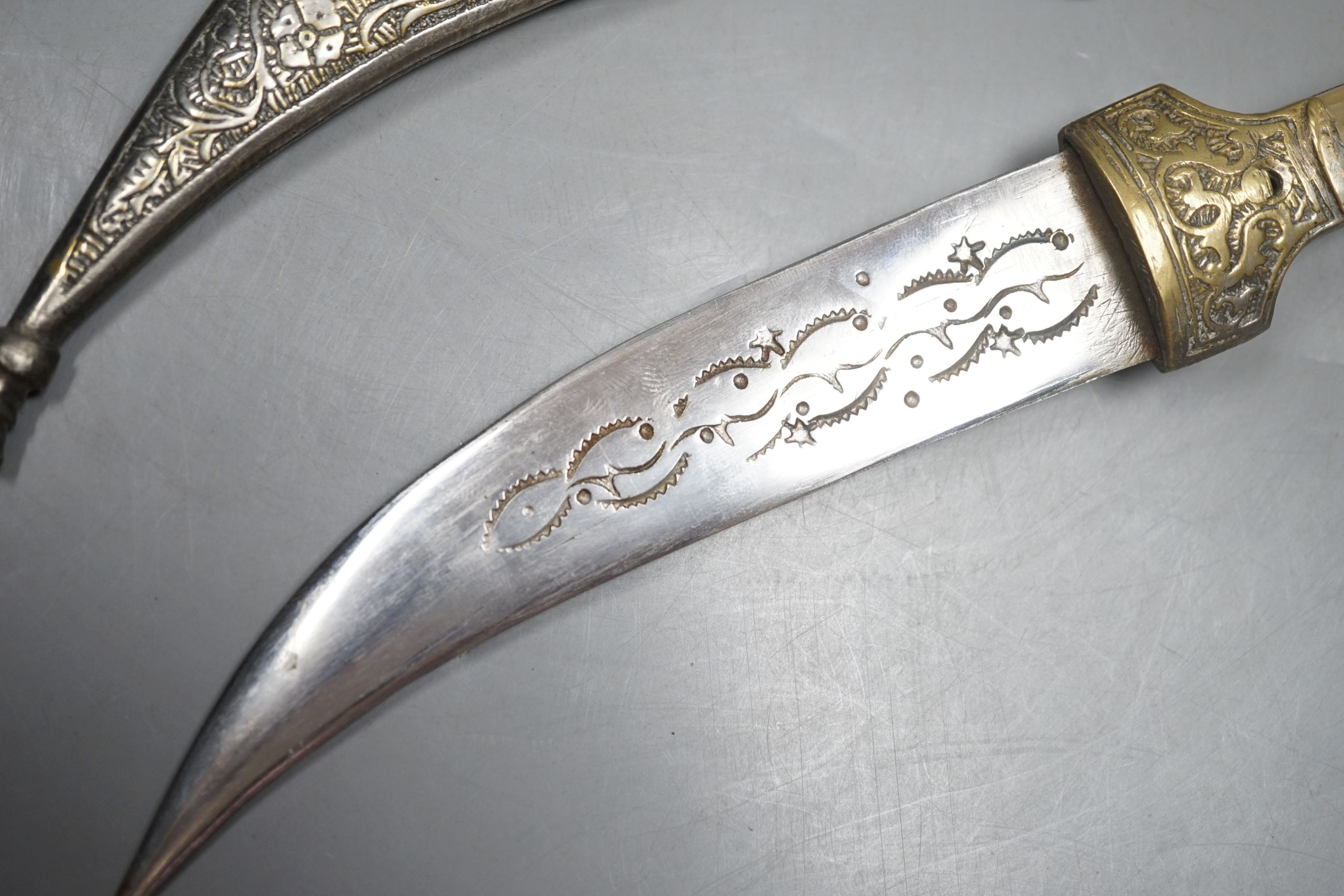 2 Horn and brass Indo-Persian jambiya daggers